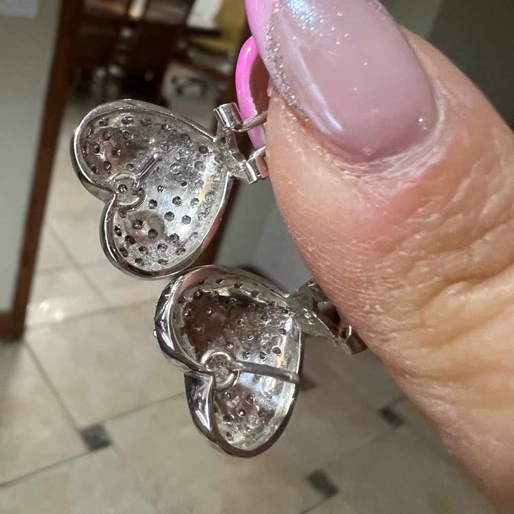 Pave diamond earrings 14k - Picture 8 of 11